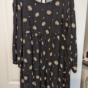 Torrid Black Floral Long Sleeve Dress
